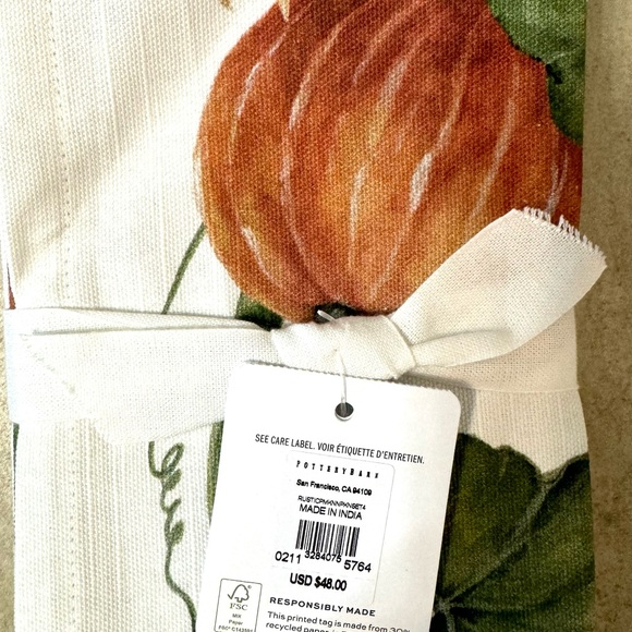 Pottery Barn Rustic Pumpkin Napkins- Set Of 4 - Picture 4 of 10